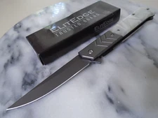 ElitEdge Assisted Open Pocket Knife Pearl Comp 420C SS Folder 10-A106WP 9" OA