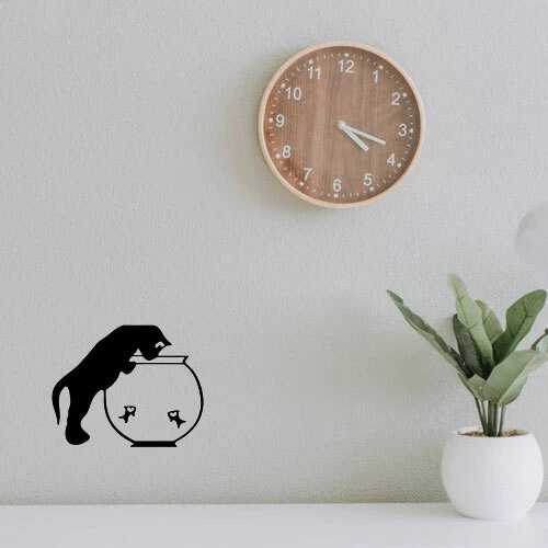 猫和金鱼碗适用于 Macbook 便携式电脑 车窗 SUV 墙面乙烯基贴花贴纸 — 第 3/4 张图片