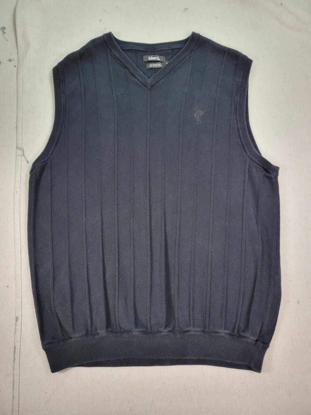 Ashworth Black Ribbed Golf Sweater Vest 