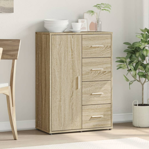 Aparador de madera de 1 puerta armario de almacenamiento para el hogar con unidad de 4 cajones - Imagen 10 de 29