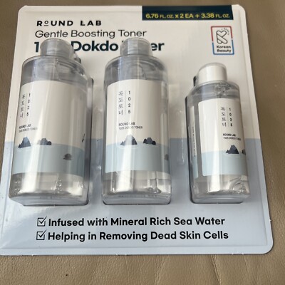 ROUND LAB Gentle Boosting 1025 Dokdo Toner 3 Pack  6.76ozx2 +3.38 oz