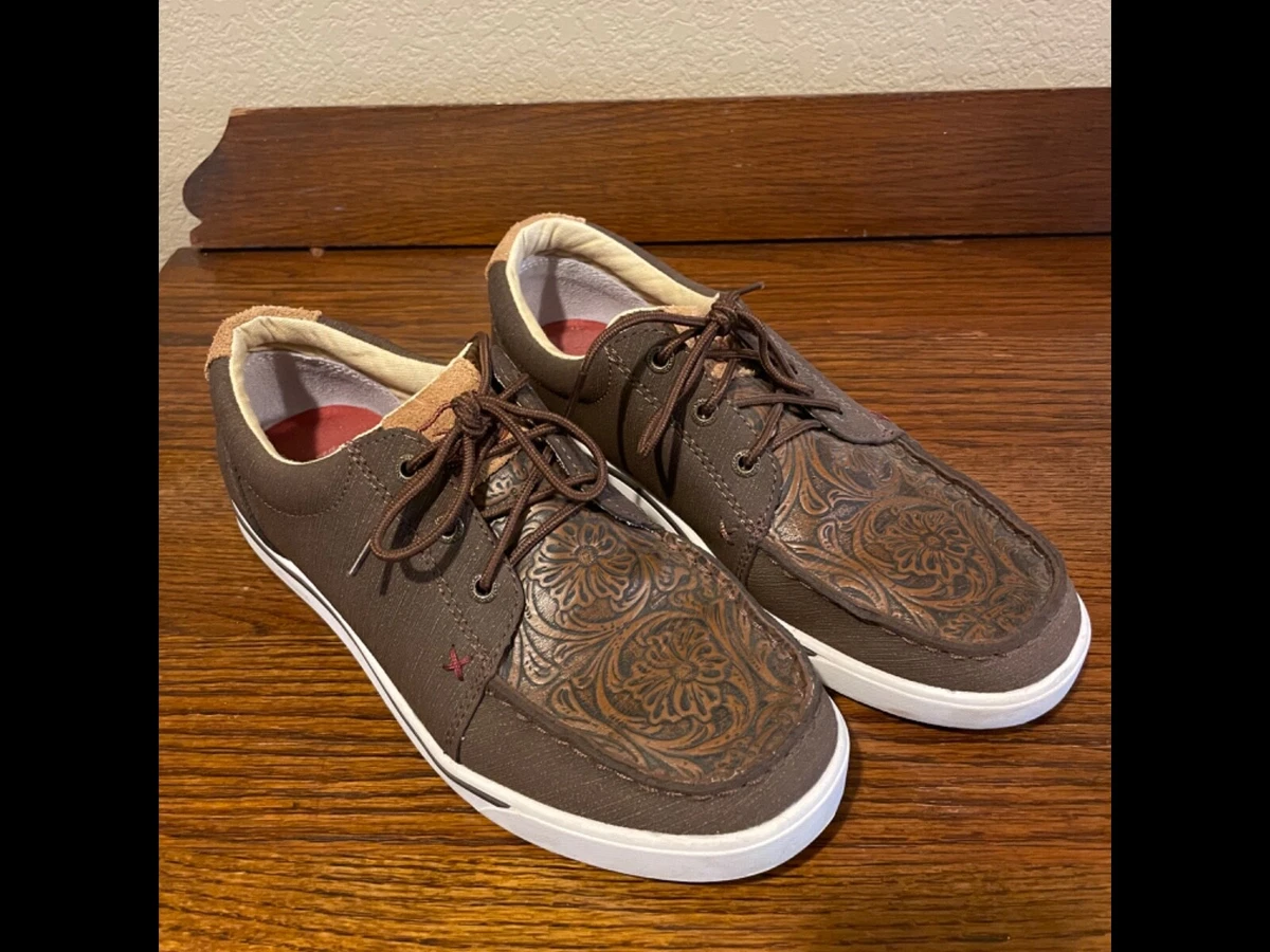 Twisted X Kicks Cocoa Tooled Brown Lace Up Shoes