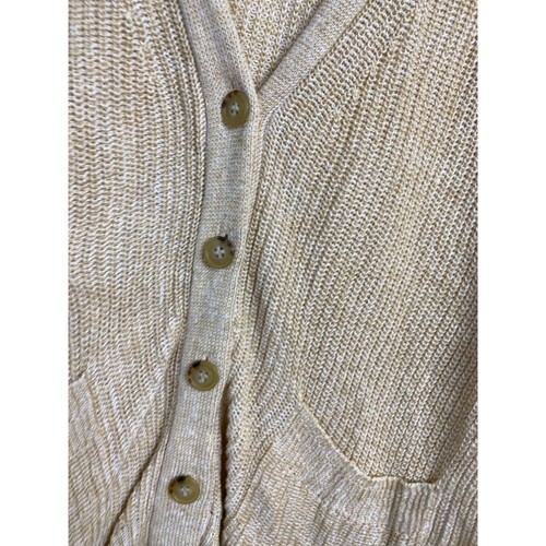 J. Crew Linen Blend beige Button Front Knit Cardigan Sweater Women Size Small - Picture 9 of 12