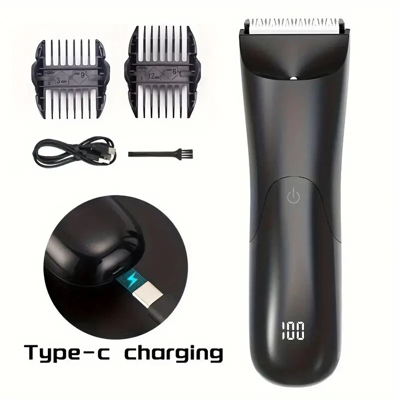 Men's Electric Groin & Body Hair Trimmer Wet Dry Shaver for Manscaping