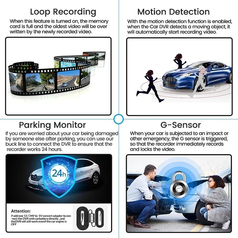 Vivid - Auto Specchietto Telecamera Dvr HD Dash Cam Videocamera Frontale 1080p - Miniatura 6
