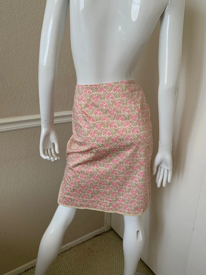 Max Studio ¡NUEVO! Falda recta lápiz cremallera lateral floral crema/rosa/beige S Foto 4 de 4