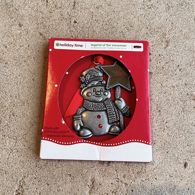 Holiday Time Snowman Ornament July Birthday Ruby Swarovski Crystal Christmas