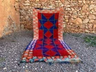 Moroccan Handmade Rug Geometric Berber Cotton Hallway Vintage Carpet 3'2x7'6 ft