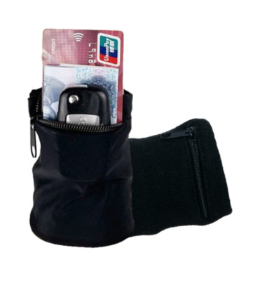 Pack of 2 Zipper Wrist Wallet - Wist Pouch for Keys, ID, Cards, Cash -Black