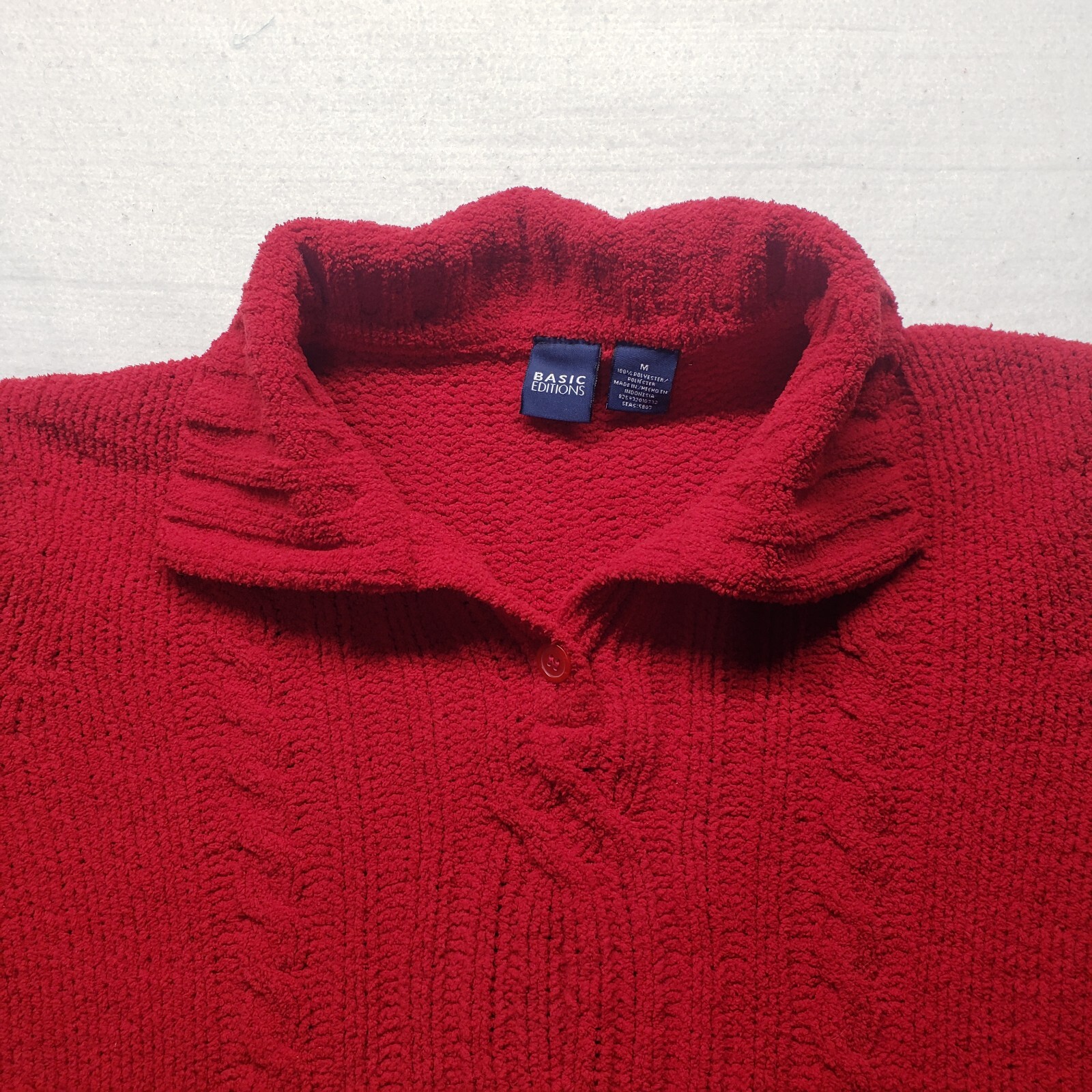 Vintage Basic Editions Solid Red Cable Knit V-Nec… - image 2