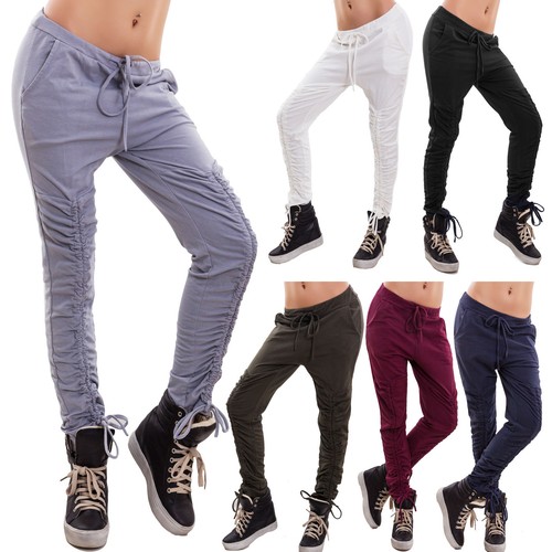 Pantaloni donna sportivi cavallo basso harem lacci affusolati nuovi CJ-4001  | eBay
