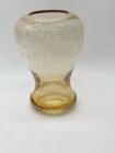 Vintage Amber Murano / Whitefriars / Ikora Style Glass Vase W Controlled Bubbles