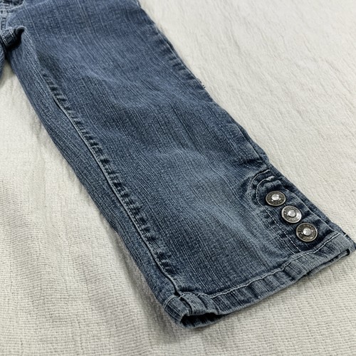Arizona Jeans Girls 8 Slim Studded Capri Medium Wash Diamond Accent Rock Staple - Picture 13 of 18