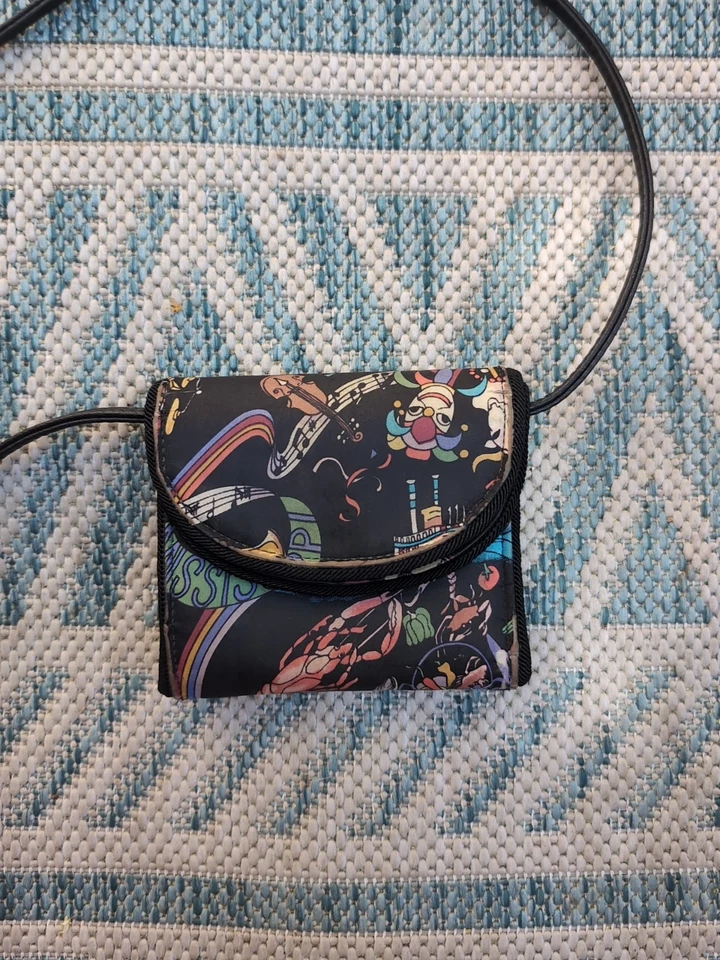 Vintage NICOLE MILLER absolute print graphic purse bag leather crossbody - Image 2 of 3