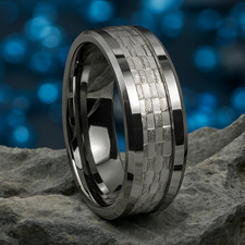 8mm Wedding Band ring Mens 925 sliver Center Tungsten Carbide Promise Ring
