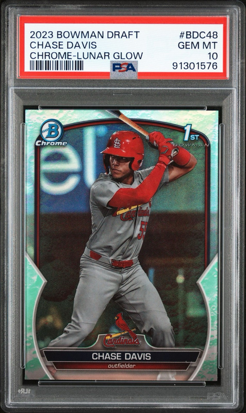 2023 Bowman Draft - Chrome Chase Davis #BDC-48 Lunar Glow Refractor PSA 10