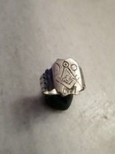 Rare Antique Sterling Silver , Masonic Signet Ring US- 8,75
