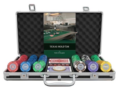 Poker Koffer mit 300 Clay Pokerchips ''Tony'' mit Werten