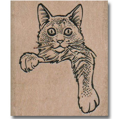 NEW Rubber Stamp Fun Cat With Leg Down Animal Sweet Kitty  Face Eyes Head Down