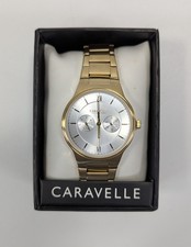 Caravelle New York by Bulova 44A109 Mens Golden Analog Quartz Watch NEEDS BATT