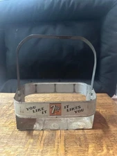 Vintage Original 7up Aluminum 6 Pack Metal Carrier Pop Bottle Caddy 7 Up Soda