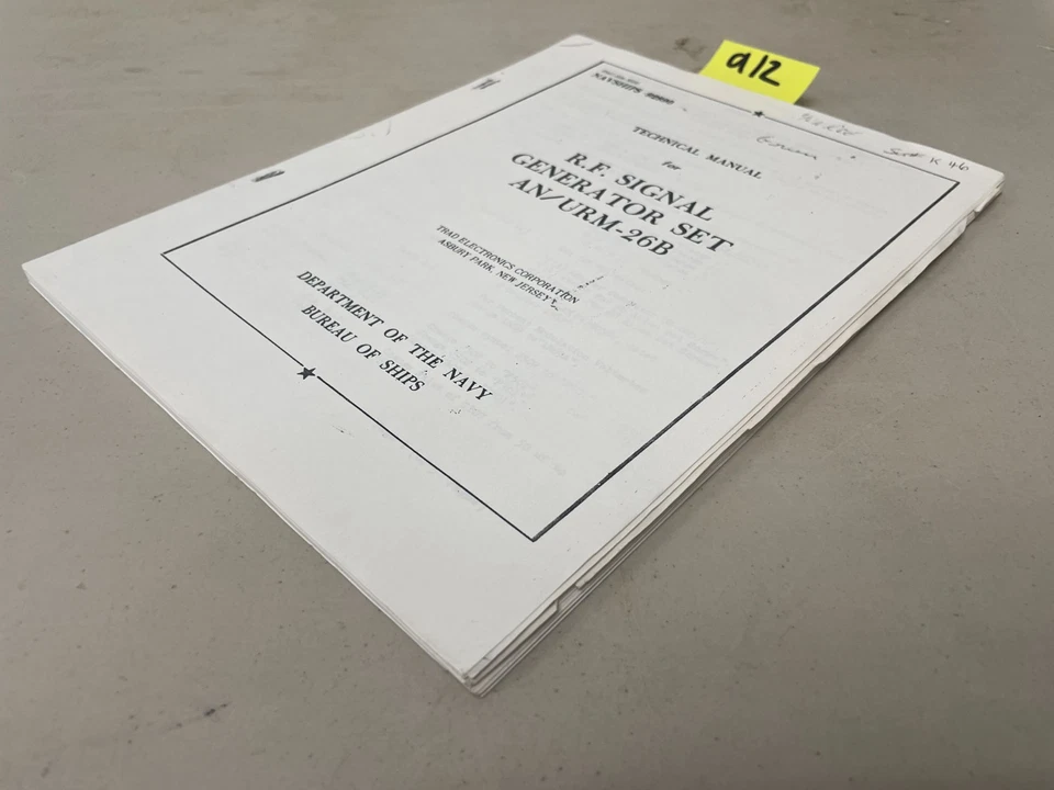 Technical Manual RF Signal Generator Set AN/URM-26B Navy - Image 3 of 4