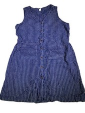Old Navy Women’s 2XL Blue White Striped Chambray Button-Up Shirtdress Sleeveless