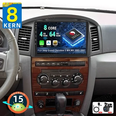 NHOPEEW Autoradio 4+64G Android 15 CarPlay SWC per Jeep Grand Cherokee 3 WH,WK 2005-2007