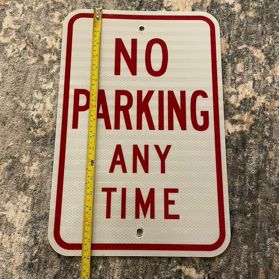 Vintage DOT Retired 'NO PARKING ANY TIME' Metal Road Sign Highway Heavy 18"x12" - Image 3 of 4