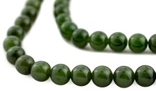 Round Dark Green Nephrite Jade Beads 8mm Gemstone 16 Inch Strand