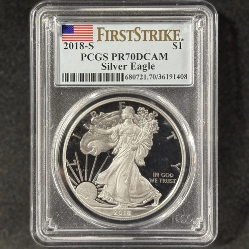 2018-S $1 American Silver Eagle Proof San Francisco First Strike PCGS PR 70 DCAM