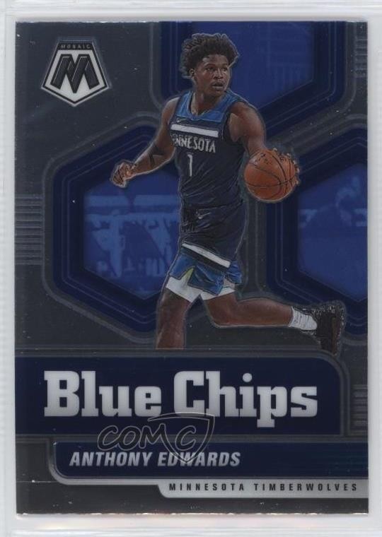 2020-21 Panini Mosaic Blue Chips Anthony Edwards #14 Rookie RC 5r6