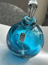 Vintage MCM  Mdina Maltese Blue Glass Perfume Bottle