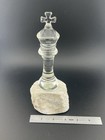 Clear Glass Hand Blown Chess King Sculpture, Stone Mounted Signed T Nabacco 8.5” — photo 5