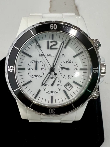 Orologio al quarzo uomo Michael Kors MK 8127 ceramica bianca nero necessita di batteria