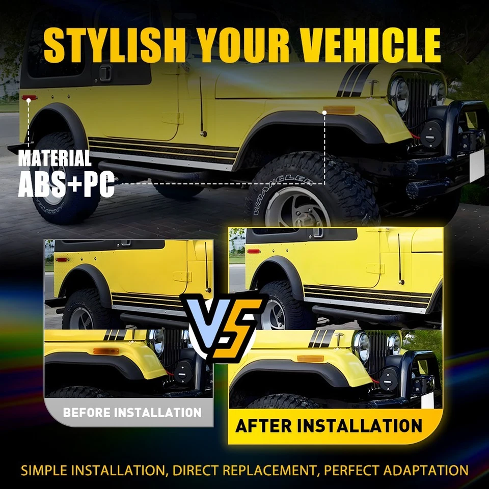 Carcasa de luz marcadora lateral roja ámbar Fit Jeep CJ5 CJ6 CJ7 Scrambler 72-91 4-20X Foto 4 de 4