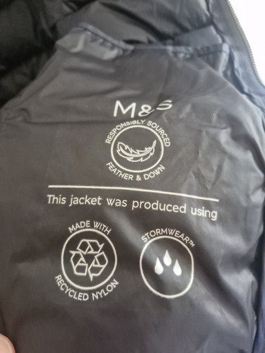 M&S Down Gilet 3xl 50 Chest Black Gorpcore Feather Puffer Gilet - Picture 6 of 13