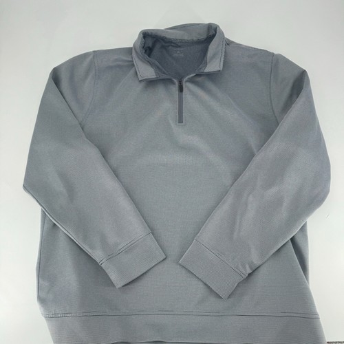 Hickey Freeman, Hickey Freeman Mens XL Quarter Zip Pullover Grey Micro Stripe Long Sleeve Top