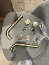 Scudo Core Brushed Brass Bathroom Sink And Bath Taps