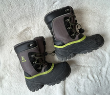 Kamik LUKE3 Boys Waterproof Snow Boots Black/Gray/Green Size 1 Used