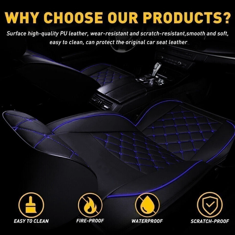 Fundas de cuero para coche Chevrolet Silverado GMC 1500 2500HD 3500HD 5 asientos EE. UU. Foto 3 de 4