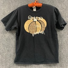 Gildan Halloween T-shirt Youth XL Hello Pumpkin Chaeta Leppard Print 100 Cotton
