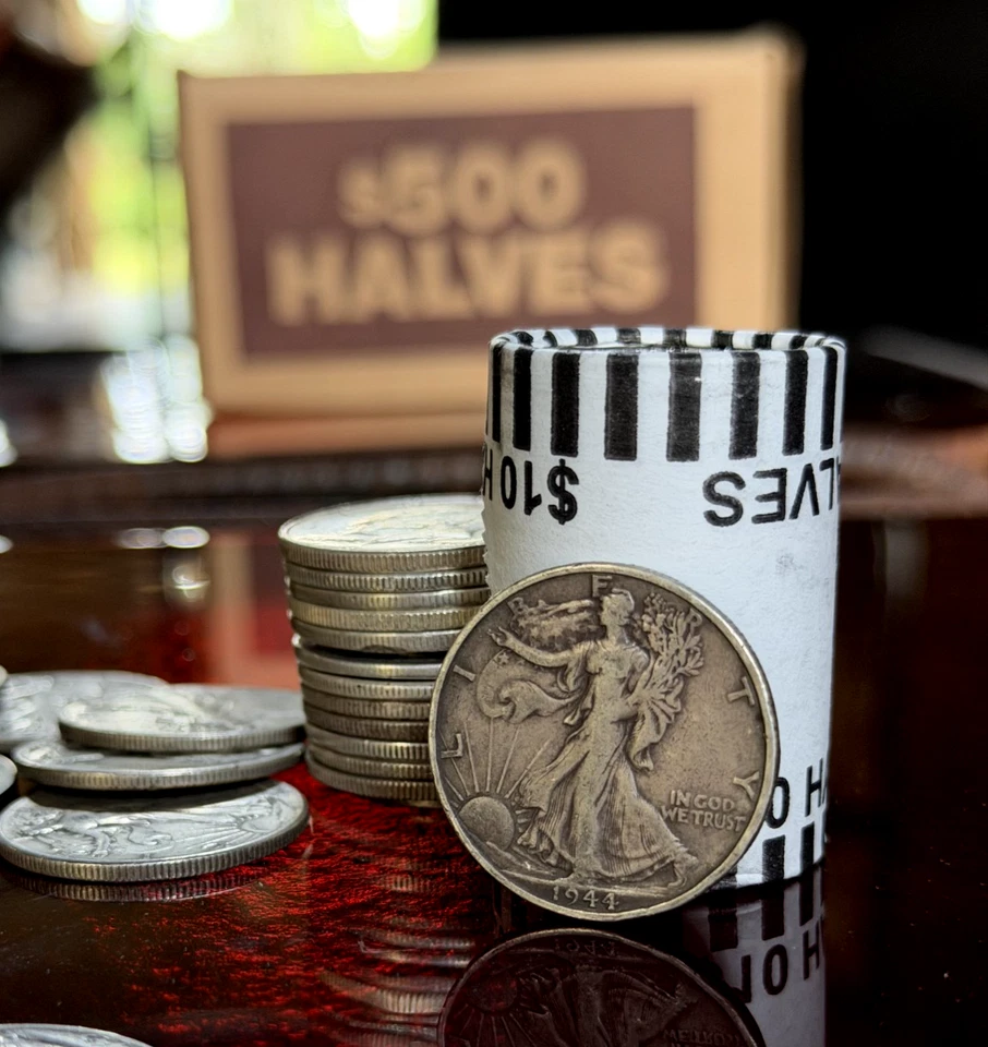 Medio dólar Silver Walking Liberty y rollo de medio dólar OBW Kennedy - SIN BUSCAR Foto 2 de 4