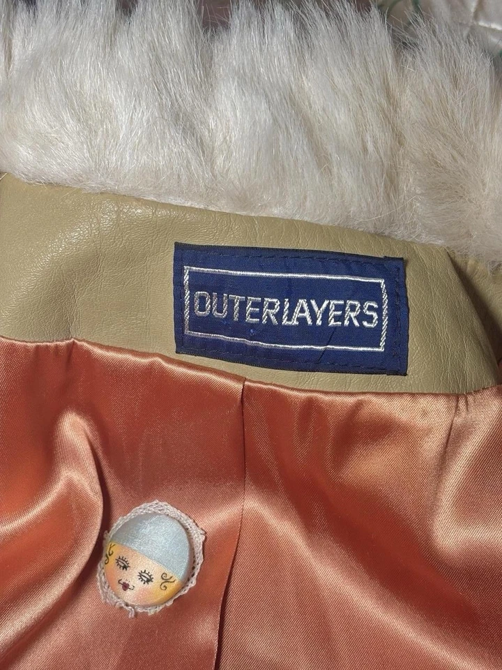 70s/80s Vintage Ivory Faux Fur Mink Coat by Outerlayers, Size L - Image 4 of 4