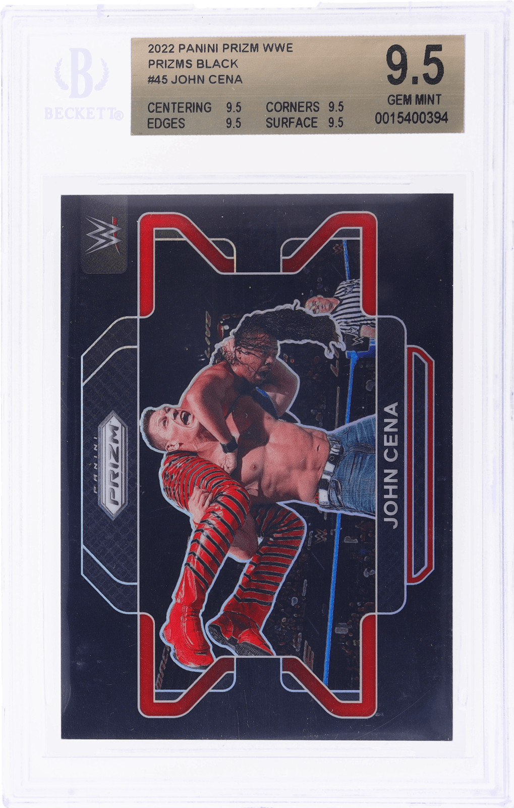 2022 Panini Prizm WWE John Cena Black Prizm #45 1/1 BGS 9.5