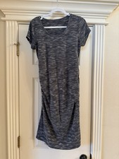 Isabel Maternity Gray with White Stripes Dress Size XS