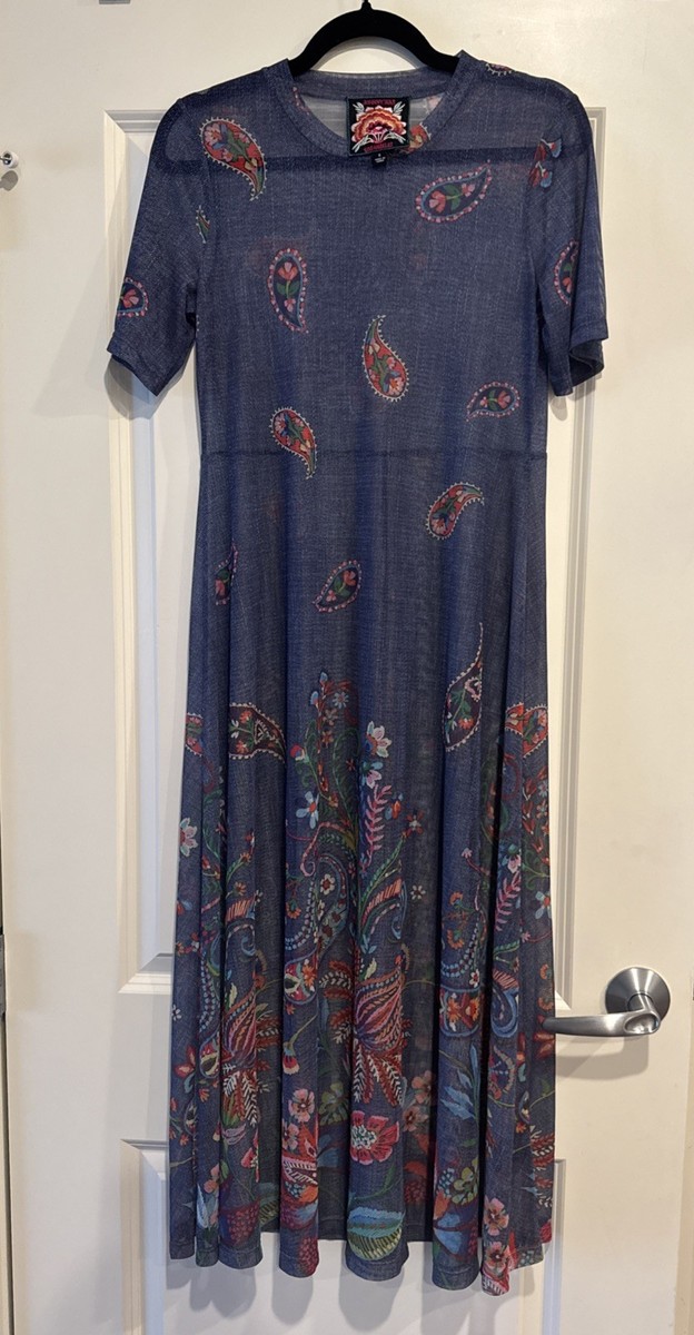 johnny was paisley mesh dress Johnny Was Womens Paisley Print Mesh Slip