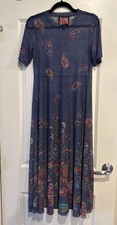 Johnny Was Carlie Paisley Floral Mesh Tee Midi Dress NO LINER Sz SM