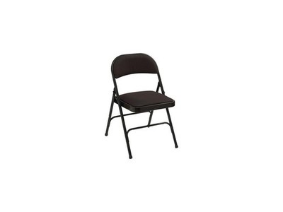 Lorell Padded Seat Folding Chairs - 4/CT - Fabric Black Seat - Fabric Black Back