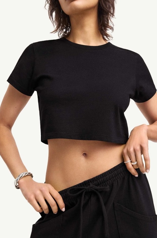 Coast Fitted Crop Shirt - Crushed Berry Cotton Jersey-Simple, flattering.